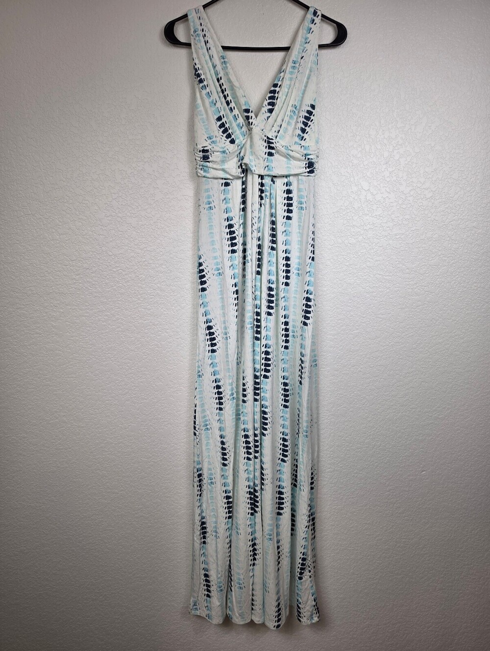 Anthropologie Tart Sleeveless V-Neck Maxi Dress Blue Print